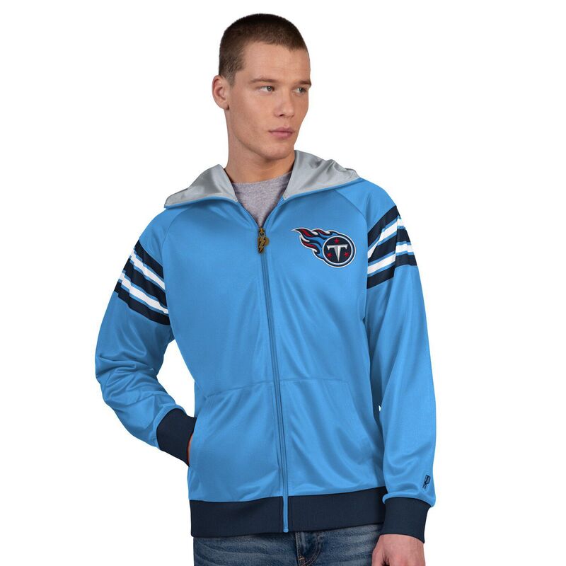 アンブランデッド メンズ アウター ジャケット・ブルゾン Unbranded Men Pro Player Light Blue/Navy Tennessee Titans Helmet Full-Zip Hooded Track Jackettn Light ネイビー