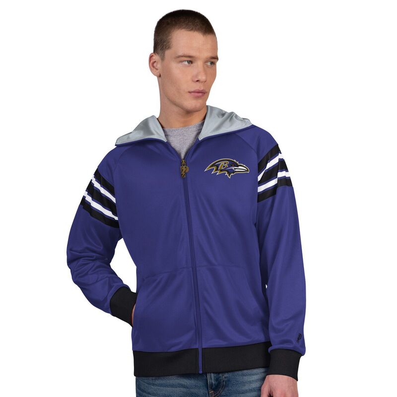 アンブランデッド メンズ アウター ジャケット・ブルゾン Unbranded Men's Pro Player Purple/Black Baltimore Ravens Helmet Full-Zip Hooded Track Jacket Rav Purple パープル