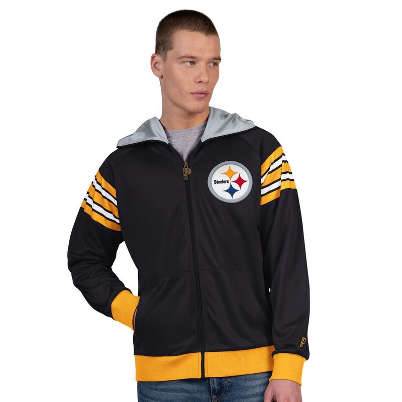アンブランデッド メンズ アウター ジャケット・ブルゾン Tシャツ Unbranded Men's Pro Player Black/Gold Pittsburgh Steelers Helmet Full-Zip Hooded Track Jacket Stl Black ブラック