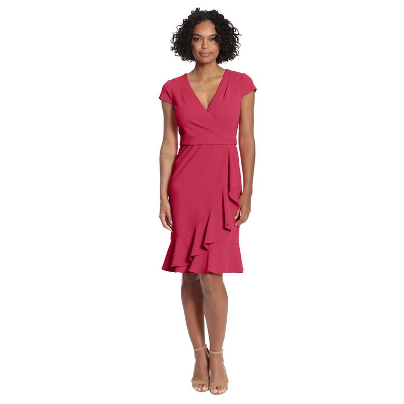 ロンドンタイムス レディース トップス ワンピース フリル Women's London Times Cascade Ruffle Faux-Wrap Dress Cherry｜ReVida 店