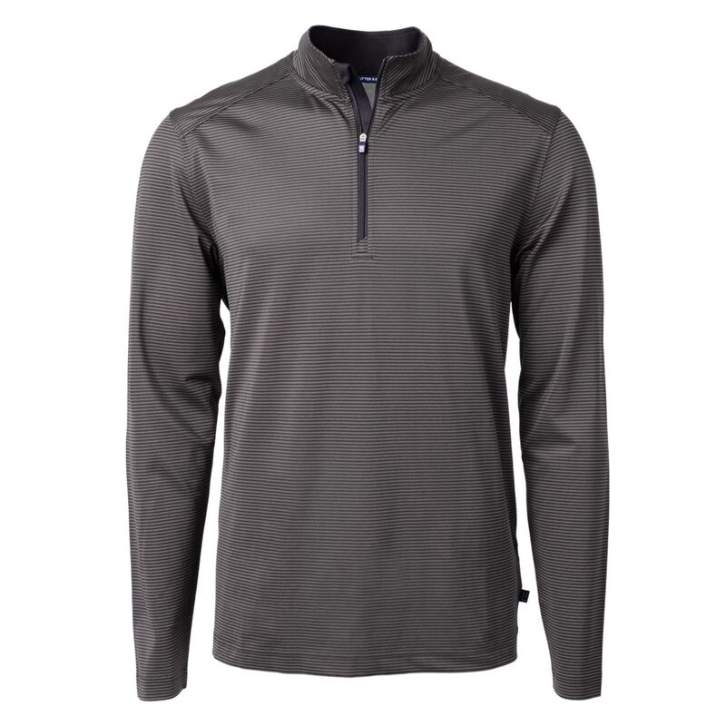 カッターアンドバック メンズ アウター ジャケット・ブルゾン ハーフジップ トール Cutter \u0026 Buck Virtueco Pique Micro Stripe Recycled Mens Big \u0026 Tall Quarter Zip Black ブラック