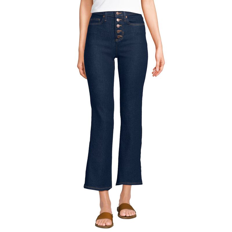 ランズエンド レディース ボトムス カジュアルパンツ ジーンズ Women's Lands' End Recover High Rise Button Front Kick Flare Crop Jeans Riverinse｜ReVida 店