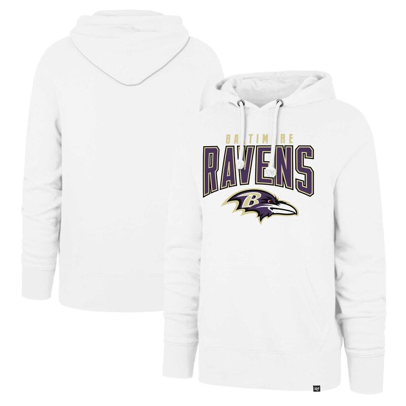 アンブランデッド メンズ トップス Tシャツ パーカー Unbranded Men's '47 White Baltimore Ravens Elements Archeadline Pullover Hoodie Rav White ホワイト