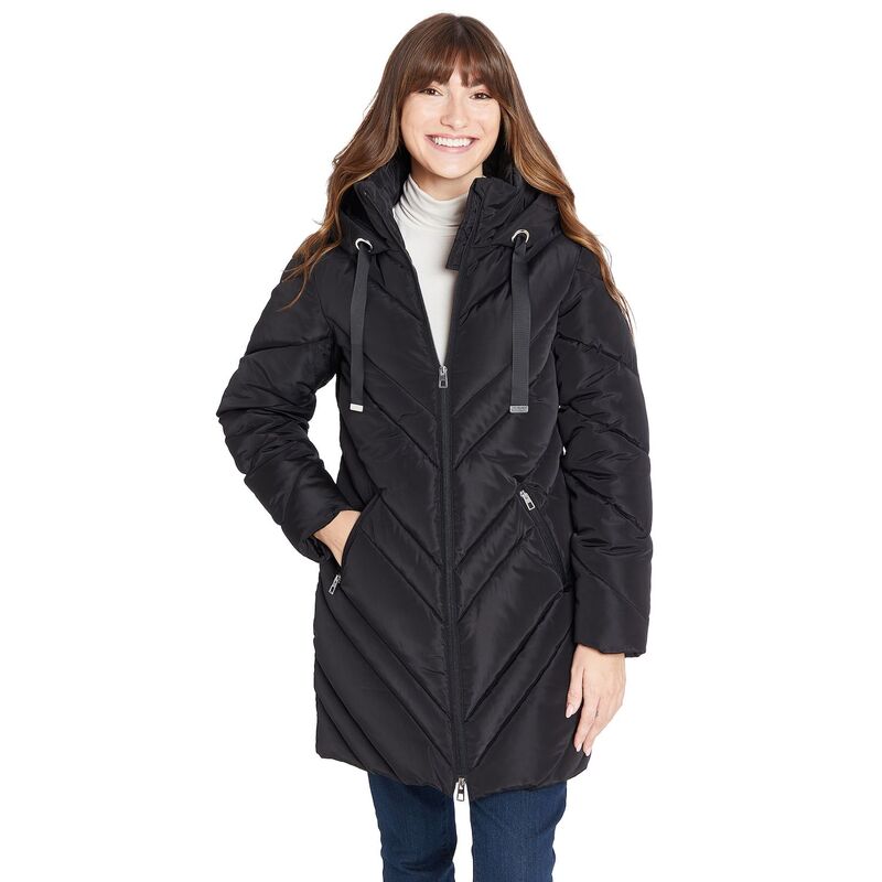 ナインウェスト レディース アウター 上衣・上衣 キルティング Women\u0027s Nine West Chevron Quilted Puffer Jacket Black 黒いこと