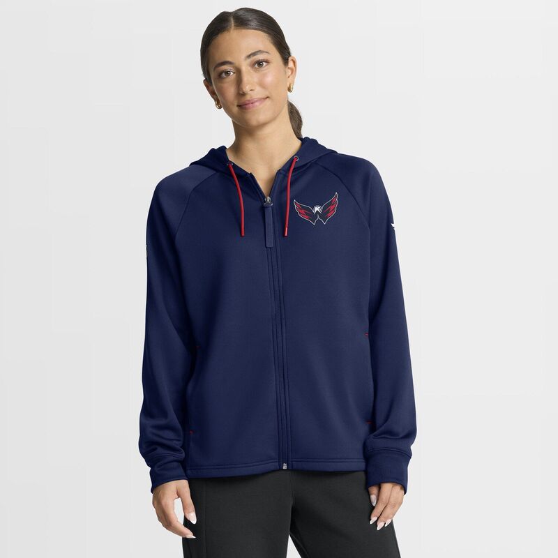 ファナティクス レディース アウター ジャケット・ブルゾン キャップ パーカー Women Fanatics Navy Washington Capitals Authentic Pro Rink Raglan Full-Zip Hoodie Cap Navy ネイビー