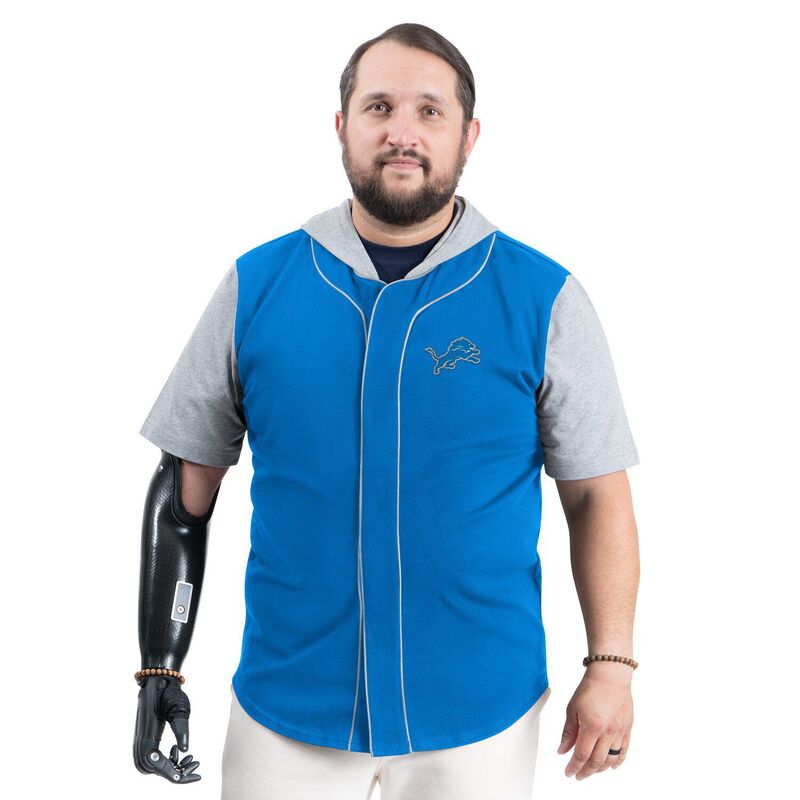 カール バンクス メンズ トップス Tシャツ Men's G-III Sports by Carl Banks Blue Detroit Lions Adaptive Home Teamagnetic Button-Up Hooded Top Lns Blue ブルー