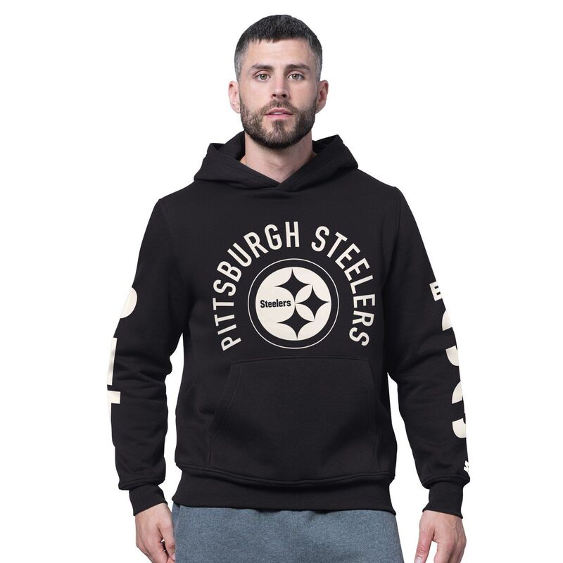 スターター メンズ トップス Tシャツ スウェット フリース パーカー Men'starter Black Pittsburgh Steelers Handoffleece Hoodie Sweatshirt Stl Black ブラック｜ReVida 店