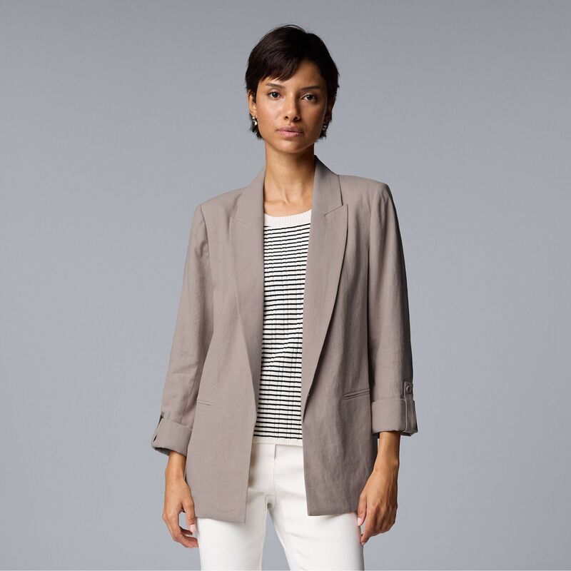 ヴェラウォン レディース アウター ジャケット・ブルゾン プチ ブレザー Petite Simply Vera Wang Roll-Tab Easy Blazer Fog 15,185円