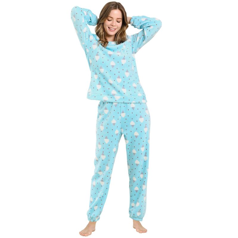 アレグラ ケー レディース アンダー御召しもの ナイト爵御召しもの ALLEGRA K Women\u0027s Flannel Pajama Sets Long Sleeve Loungewear Ice Cream Printed Blue 皮膚軟化剤