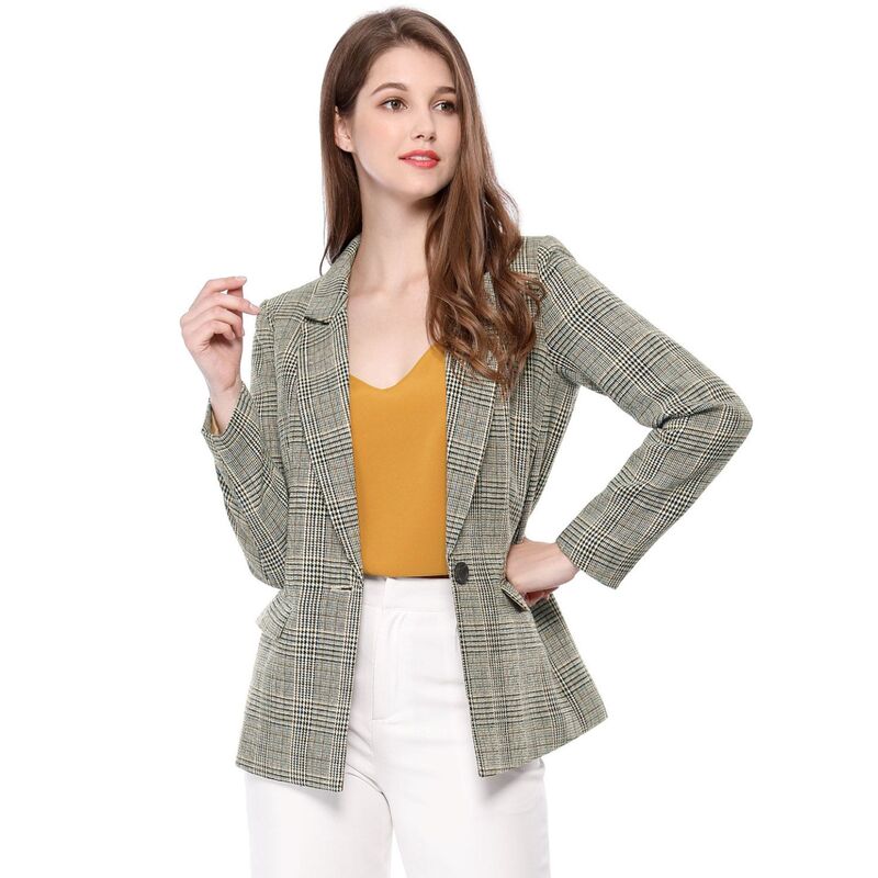 アレグラ ケー レディース アウター ジャケット・ブルゾン ブレザー ALLEGRA K Women's Notched Lapel One Button Hip Lengthoundstooth Blazer Black ブラック 15,386円