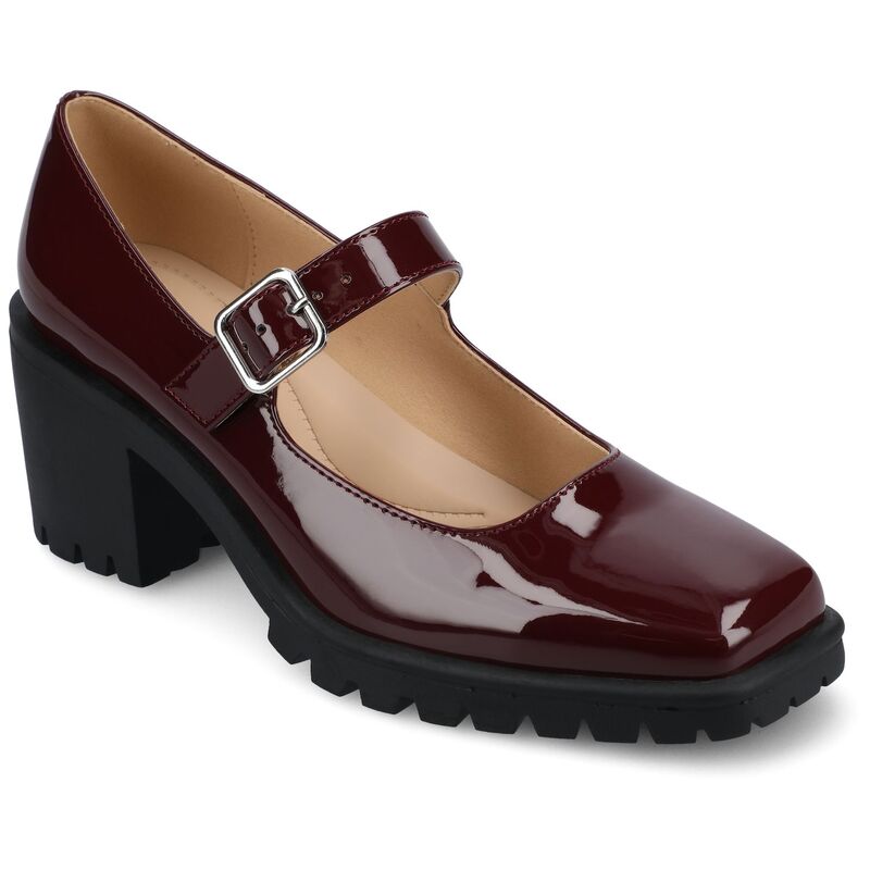 ジャーニー レディース シューズ パンプス ヒール Journee Gladys Women's Mary Jane Block Heels Oxblood オックスブラッド画像