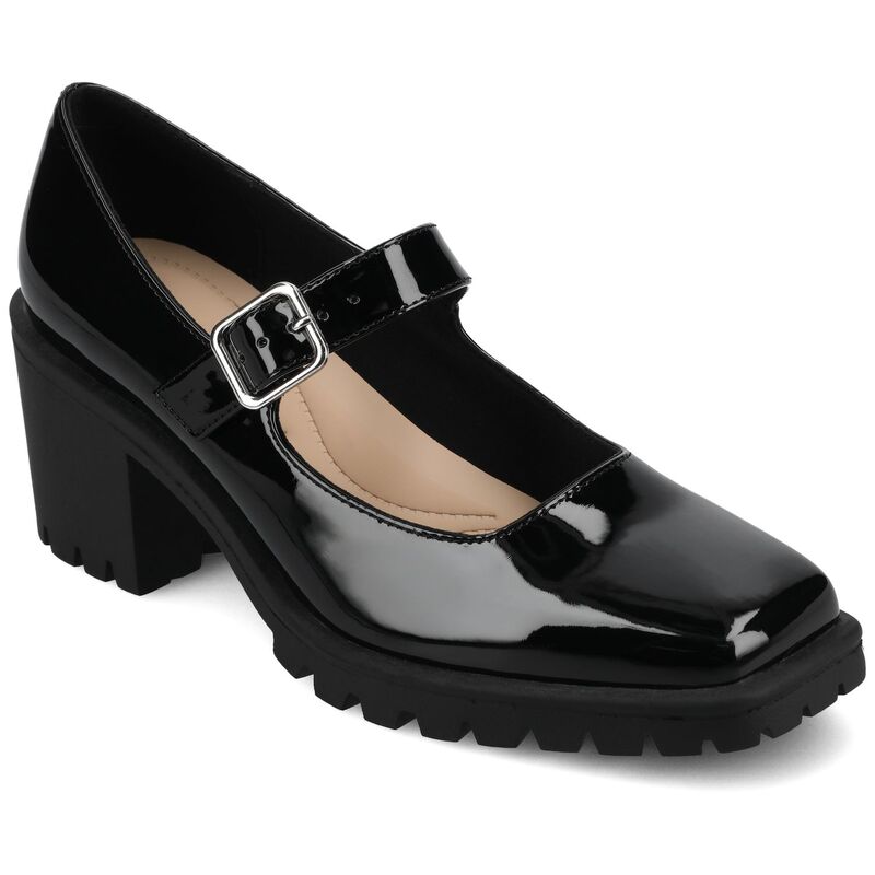 ジャーニー レディース シューズ パンプス ヒール Journee Gladys Women's Mary Jane Block Heels Patent Black ブラック