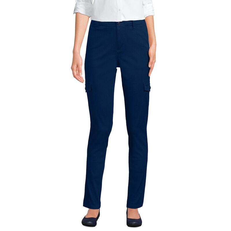 ランズエンド レディース ボトムス カジュアルパンツ Women Lands End Mid Rise Slim Cargo Chino Pants Deep Sea Navy ネイビー