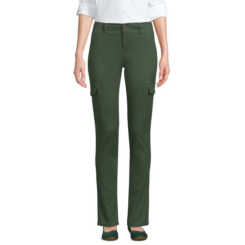 ランズエンド レディース ボトムス カジュアルパンツ Women's Lands' End Mid Rise Slim Cargo Chino Pants Estate Green グリーン