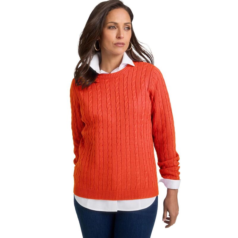 ジェシカロンドン レディース アウター ニット・セーター クルーネック プラスサイズ Jessica London Women's Plusize Cable Crewneck Sweater Paprika Red レッド