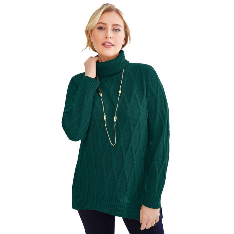 ジェシカロンドン レディース アウター ニット・セータートルネック プラスサイズ Jessica London Women's Plusize Cable Turtleneck Sweater Emerald Green グリーン 13,831円
