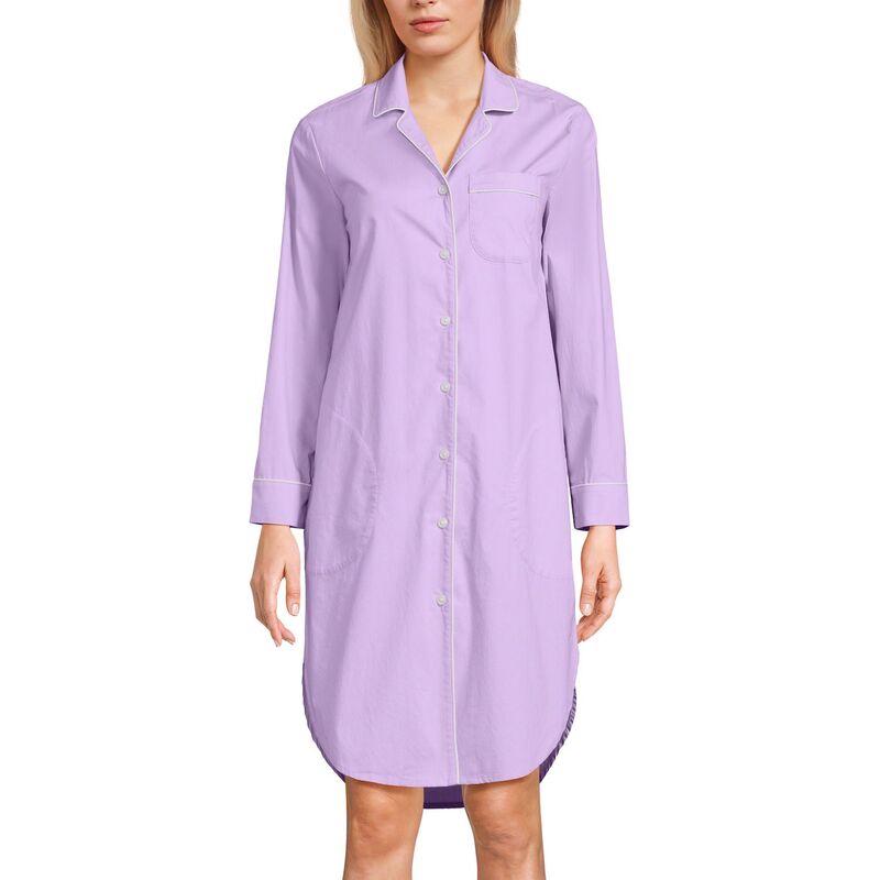 ランズ挙げ句の果て レディース アンダー御召しもの ナイト爵御召しもの プチ Petite Lands\u0027 End Long Sleeve Pajama Nightgown Whisper Lilac 紫はしどい