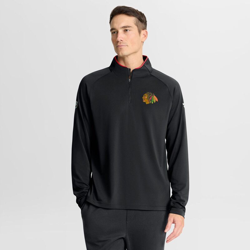 ファナティクス メンズ トップス Tシャツ Men's Fanatics Black Chicago Blackhawks Authentic Pro Rink Training Quarter-Zipullover Hwk Black ブラック|ReVida 店