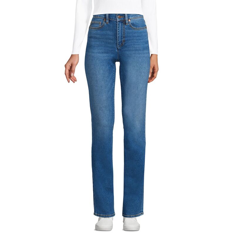 ランズエンド レディース ボトムス デニムパンツ ストレート ジーンズ Women's Lands' End Recover High Rise Straight Leg Blue Jeans Indigo Tide Blue インディゴ