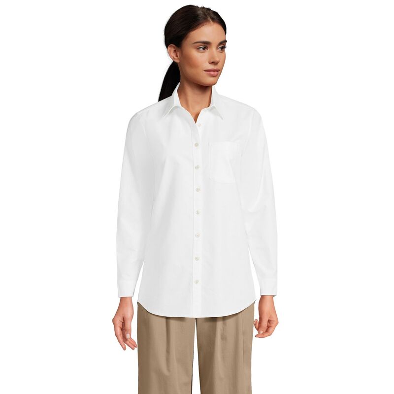 ランズエンド レディース トップス シャツ プチ オックスフォード ダウン Petite Lands' End Long Sleeve Button-Down Oxford Shirt White ホワイト