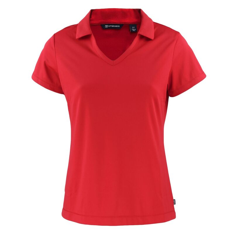 截断機アンドうしろ側 レディース トップス プルオーバー V素っ首 スポーツシャツ Cutter \u0026 Buck Daybreak Eco Recycled Womens V-neck Polo Red 赤いこと