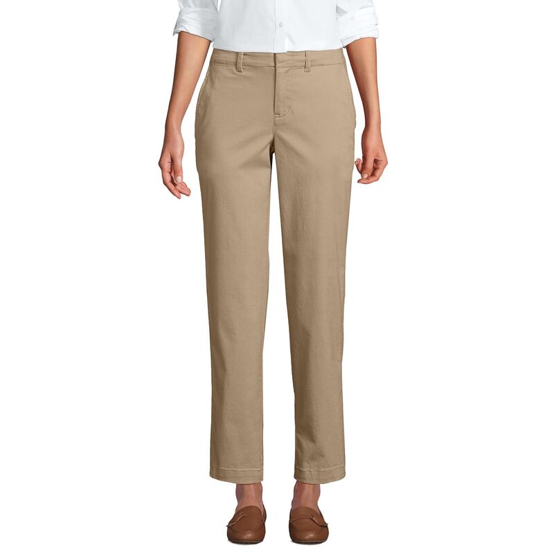 ランズエンド レディース ボトムス カジュアルパンツ ストレート アンクル Women's Lands' End Mid Rise Classic Straight Leg Chino Ankle Pants Desertan タン|ReVida 店