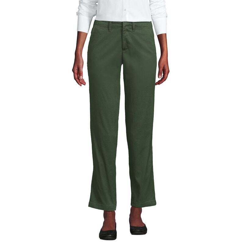 ランズエンド レディース ボトムス カジュアルパンツ ストレート アンクル Women's Lands' End Mid Rise Classic Straight Leg Chino Ankle Pants Estate Green グリーン