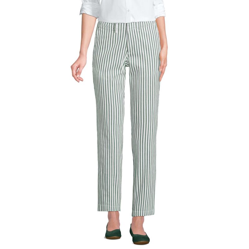 ランズエンド レディース ボトムス カジュアルパンツ ストレート アンクル Women's Lands' End Mid Rise Classic Straight Leg Chino Ankle Pants Green White Stripes ホワイト 15,466円