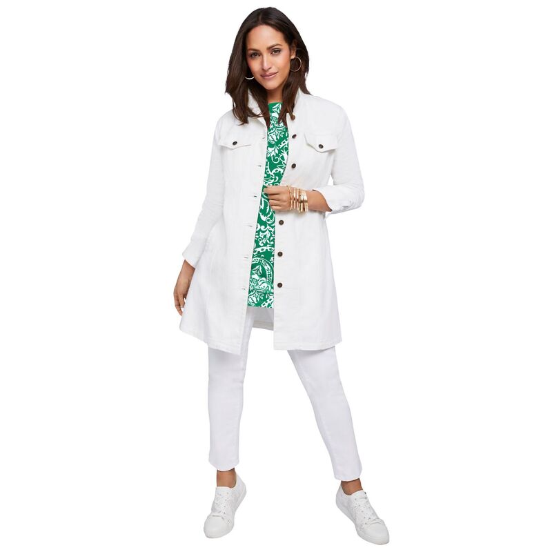 ジェシカロンドン レディース アウター ジャケット・ブルゾン プラスサイズ デニム Jessica London Women's Plusize Long Denim Jacket White ホワイト|ReVida 店