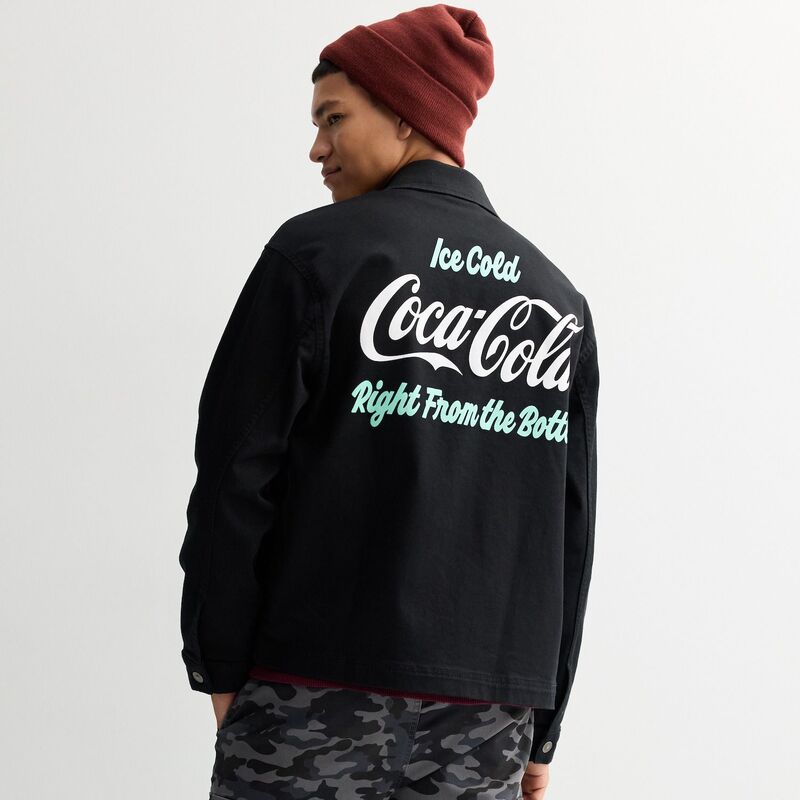 アニメキャラクター メンズ アウター ニット・セーター ジャケット Licensed Character Men's Coca-Cola Ice Cold Workwear Jacket Black ブラック