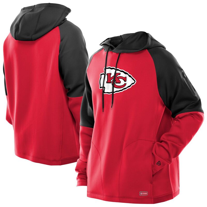 ニューエラ メンズ トップス Tシャツ パーカー Men's New Era Red Kansas City Chiefs Combine Authenticolor Block Raglan Pullover Hoodie Chf Red レッド