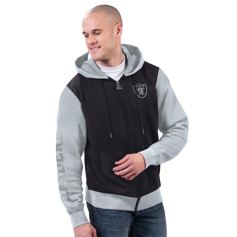 スターター メンズ アウター ジャケット・ブルゾン パーカー Men'starter Black/Silver Las Vegas Raiders Thursday Night Gridiron Full-Zip Hoodie Lvr Black ブラック