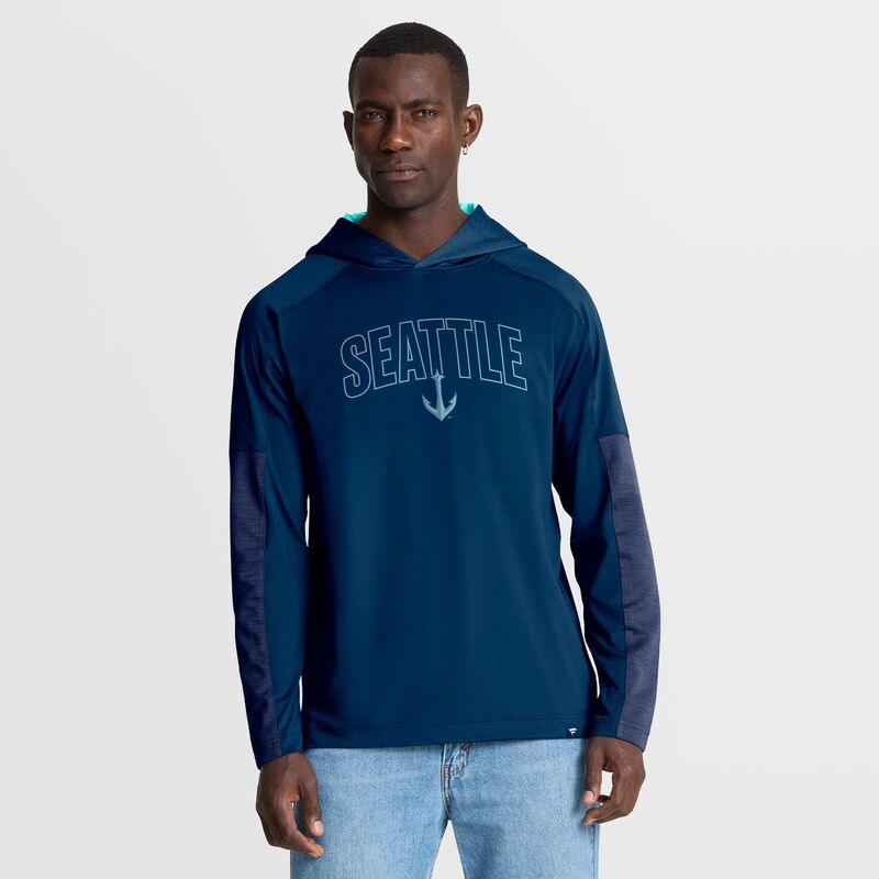 ファナティクス メンズ トップス プルオーバー パーカー Men\u0027s Fanatics Deep Sea Blue Seattle Kraken Penalty Shot Long Sleeve Hoodie T-Shirt Krk Navy 米国海軍
