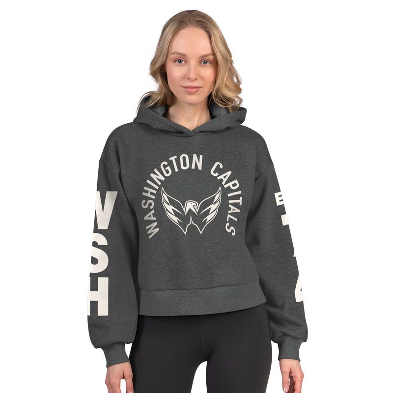 スターター レディース トップス Tシャツ クロップド キャップ フリース パーカー Women'starter Heather Charcoal Washington Capitalstar Player Cropped Fleece Hoodie Cap Charco チャコール