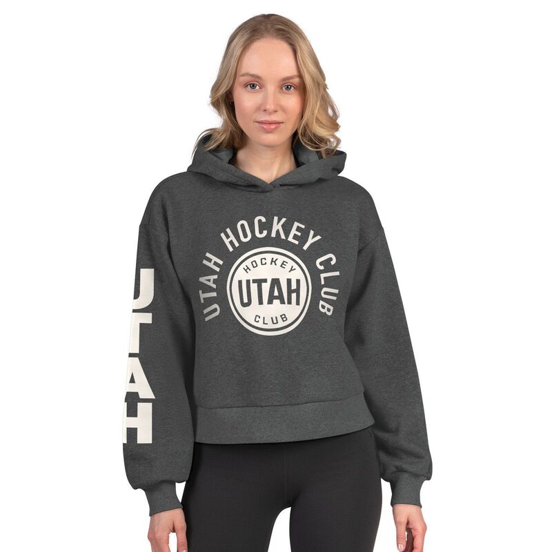 スターター レディース トップス Tシャツ クロップド フリース パーカー Women'starter Heather Charcoal Utah Mammoth Star Player Cropped Fleece Hoodie Utm Charco チャコール