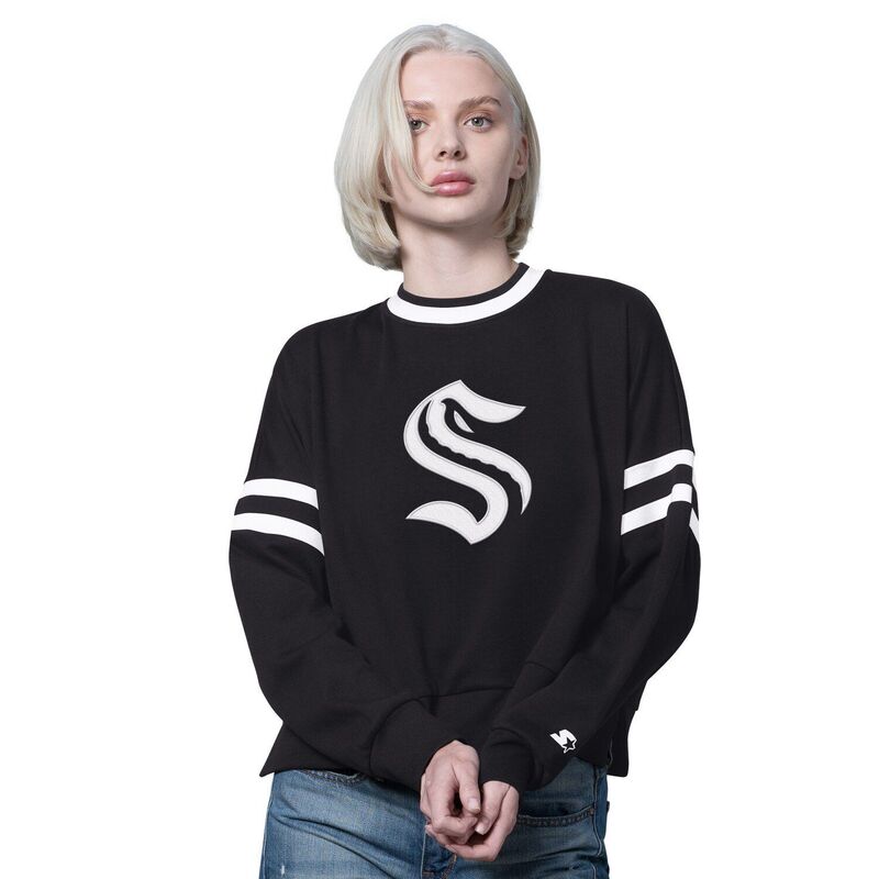スターター レディース トップス Tシャツ スウェット クロップド フリース Women'starter Black Seattle Kraken Rally Fleece Cropped Sweatshirt Krk Black ブラック