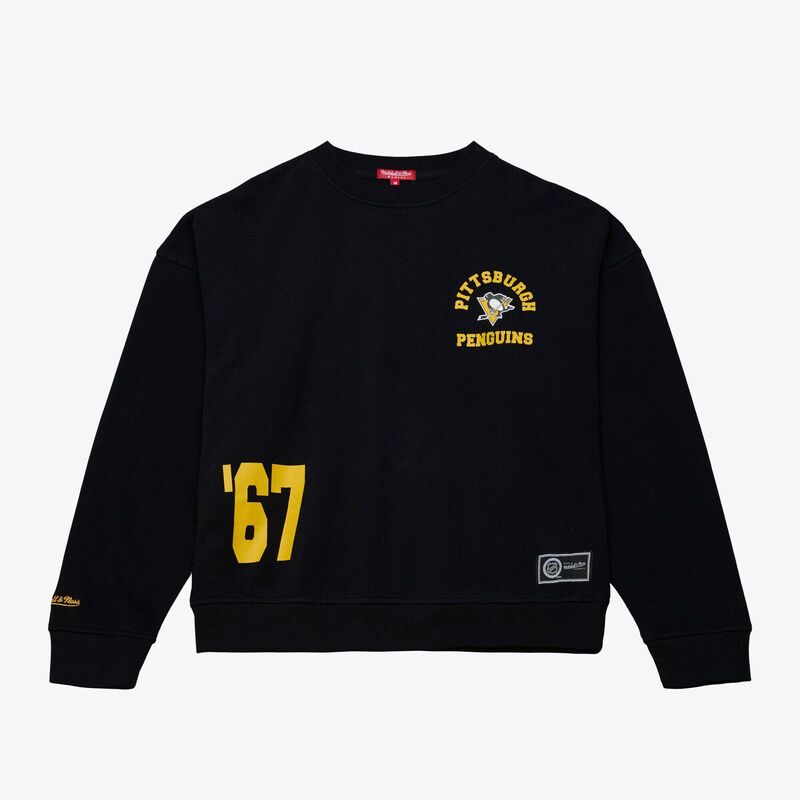 ミッチェル&ネス レディース トップス Tシャツ クルーネック スウェット Women's Mitchell & Ness Black Pittsburgh Penguins Crewneck Sweatshirt Png Black ブラック