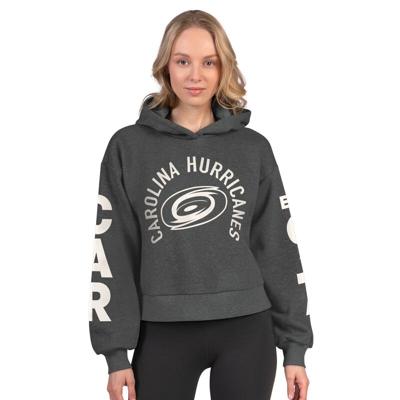 スターター レディース トップス Tシャツ クロップド フリース パーカー Women'starter Heather Charcoal Carolina Hurricanestar Player Cropped Fleece Hoodie Hur Charco チャコール
