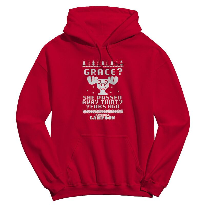 アニメキャラクター メンズ トップス Tシャツ パーカー グラフィック Licensed Character Men's Nationalampoon's Christmas Vacation She Passed Away Thirstyears Ago Graphic Hoodie Red レッド