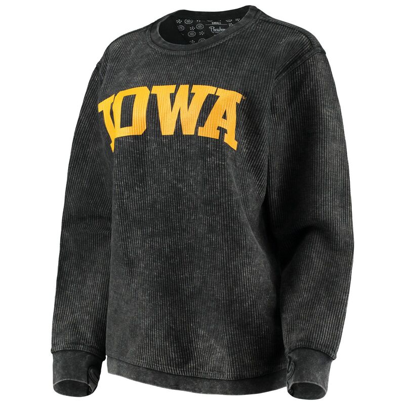 プレスボックス レディース トップス Tシャツ ヴィンテージ スウェット Women's Pressbox Black Iowa Hawkeyes Comfy Cord Vintage Wash Basic Arch Pullover Sweatshirt Iwa Black ブラック