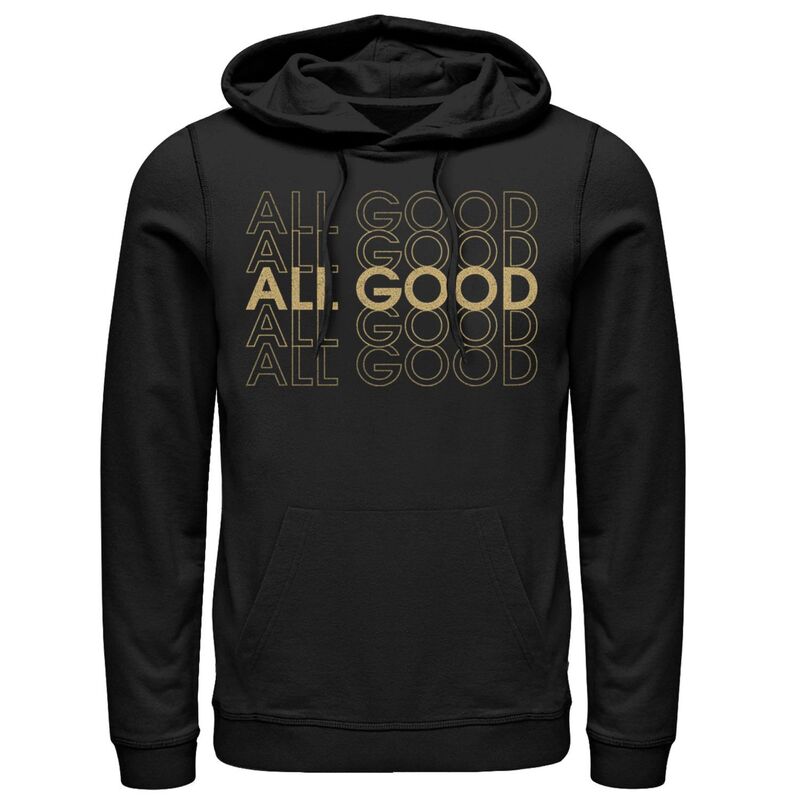 アニメ文字記号 メンズ トップス プルオーバー パーカー Licensed Character Men\u0027s Fifth Sun All Good Text Stack Hoodie Black 黒いこと