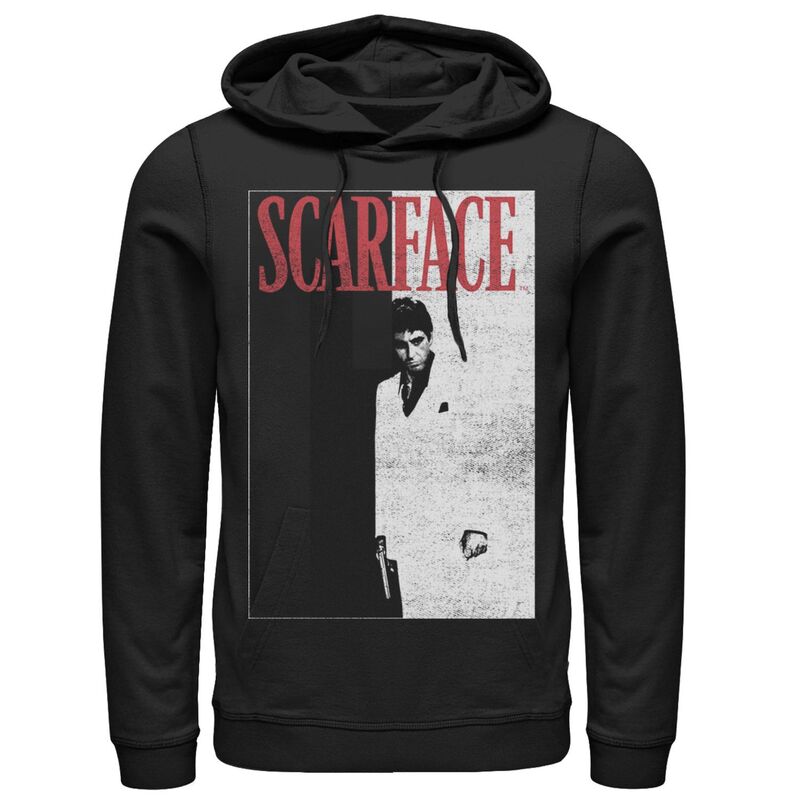 アニメ文字記号 メンズ トップス プルオーバー パーカー Licensed Character Men\u0027scarface Distressed Movie Poster Photo Hoodie Black 黒いこと