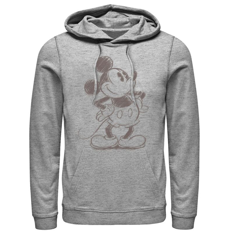 ウォルトディズニー メンズ トップス プルオーバー パーカー Disney\u0027s Mickey Mouse Men\u0027s Pencil Sketch Original Hoodie Athletic Heather ギョリュウモドキ
