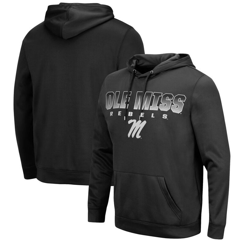 円形劇場 メンズ トップス プルオーバー パーカー Men\u0027s Colosseum Black Ole Miss Rebels Blackout 3.0 Pullover Hoodie Ole Black 黒いこと