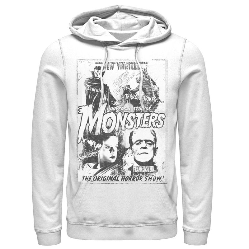 アニメキャラクター メンズ トップス Tシャツ パーカー Licensed Character Men's Universal Monsters Collage Movie Poster Hoodie White ホワイト
