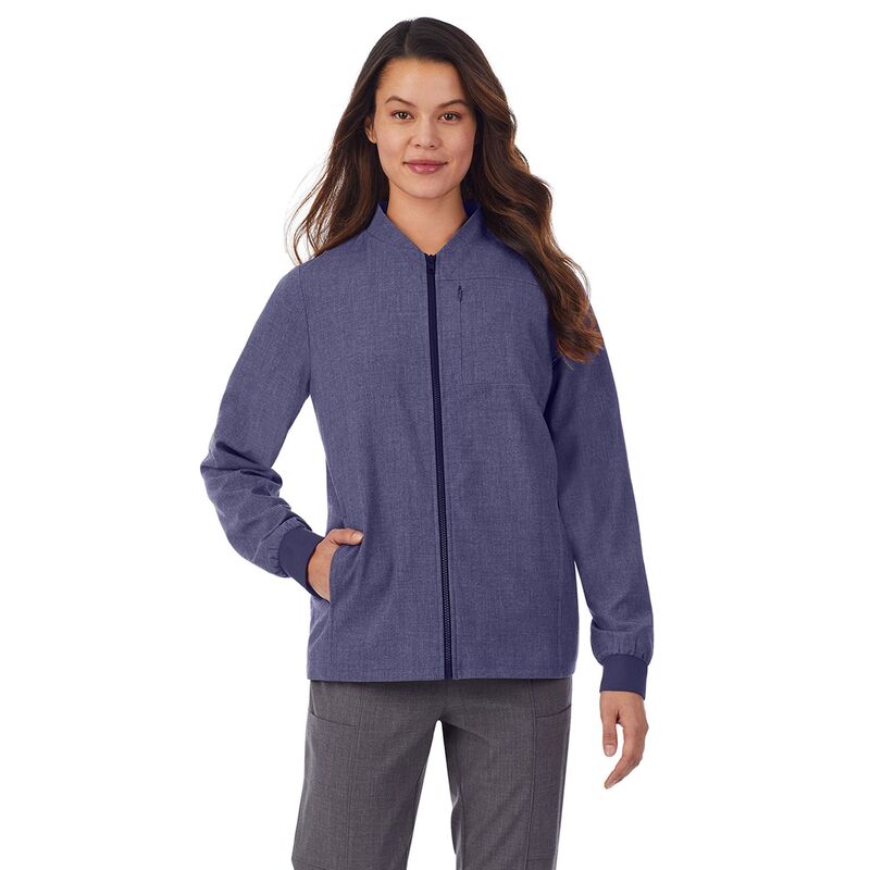 クドルドッズ レディース トップス プルオーバー 上衣 Women\u0027s Cuddl Dudscrubs 5-Pocket Lined Jacket Navy Heather ギョリュウモドキ