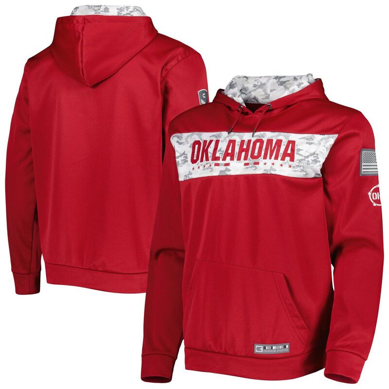 コロシアム メンズ トップス Tシャツ パーカー Men's Colosseum Crimson Oklahoma Sooners OHT Military Appreciation Team Color Pullover Hoodie Okl Red レッド