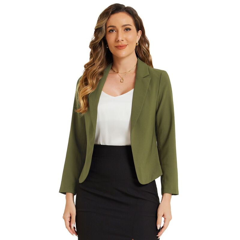 アレグラ ケー レディース アウター ジャケット・ブルゾン フラワー柄 プリント ブレザー フラワー ALLEGRA K Women's Open Front Floral Print Blazer Army Green Solid グリーン|ReVida 店
