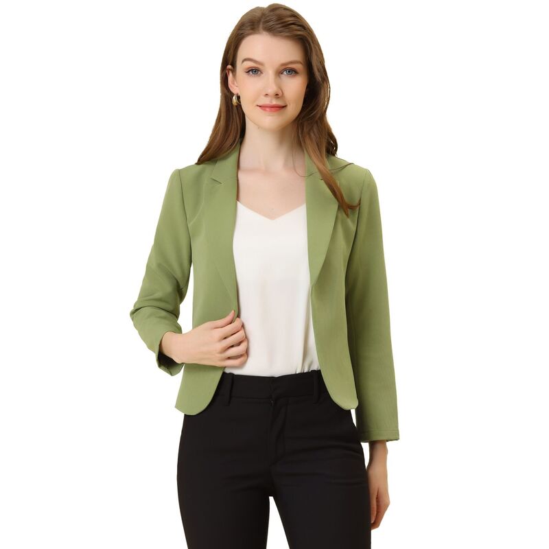 アレグラ ケー レディース アウター ジャケット・ブルゾン フラワー柄 プリント ブレザー フラワー ALLEGRA K Women's Open Front Floral Print Blazer Avocado Green Solid グリーン|ReVida 店