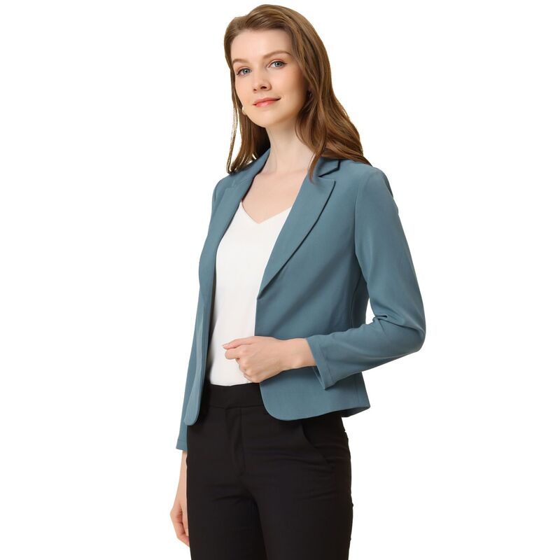 アレグラ ケー レディース アウター ジャケット・ブルゾン フラワー柄 プリント ブレザー フラワー ALLEGRA K Women's Open Front Floral Print Blazer Blue Grey Solid グレー｜ReVida 店